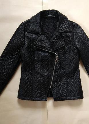 Стильная черная стеганая куртка косуха италия today, m размер.2 фото