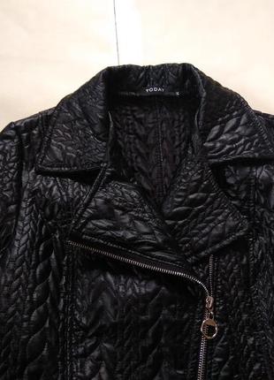 Стильная черная стеганая куртка косуха италия today, m размер.6 фото