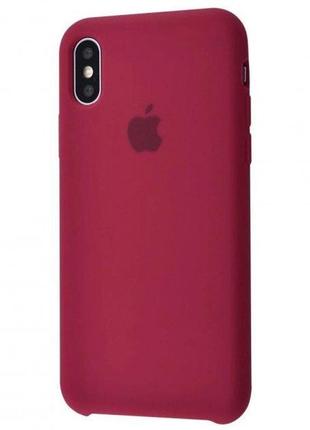 Силиконовый чехол apple silicone case для iphone х/xs бордовый/rose red с открытым низом