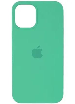 Чехол apple iphone 12/12 про(pro)silicone case зеленый с открытым низом(мятный)
