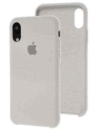 Силиконовый чехол apple silicone case для iphone xr серый / stone с открытым низом