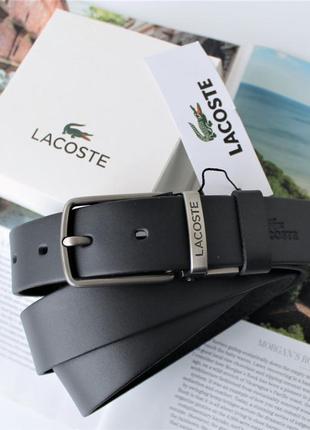 Ремень lacoste черный мужской / женский в подарочной упаковке2 фото