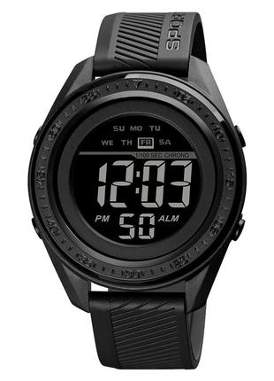 Спортивные мужские часы skmei 1638bkbk black-black водостойкие наручные кварцевые
