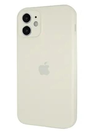 Силиконовый чехол для apple iphone 11 квадратный в стиле 12 c закрытым низом и защитой камеры молочный