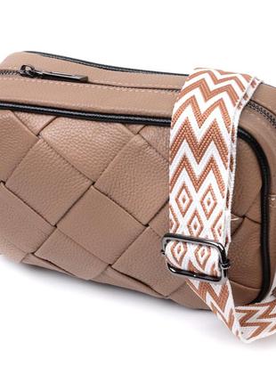 Модна шкіряна сумка з палітурками для стильних жінок vintage 22409 бежева