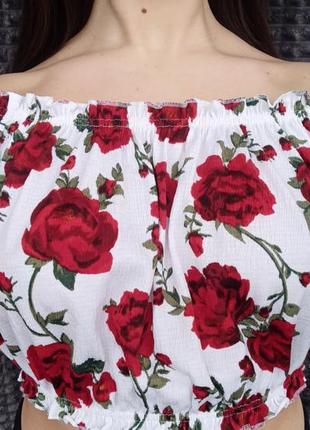 Трояндовий топ блуза зі спущеними плечима3 фото