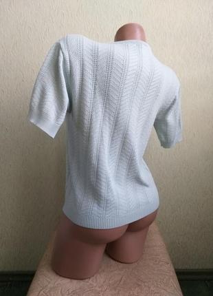 Теплая футболка. джемпер. пуловер. свитер с коротким рукавом. мятный.4 фото