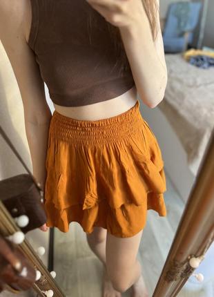 Оранжевая мини юбка5 фото