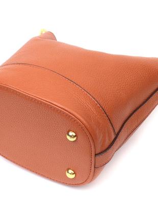 Невелика жіноча сумка з автономною косметичкою всередині з натуральної шкіри vintage 22366 коричнева3 фото
