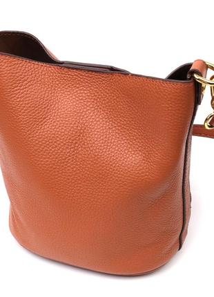 Небольшая женская сумка с автономной косметичкой внутри из натуральной кожи vintage 22366 коричневая2 фото