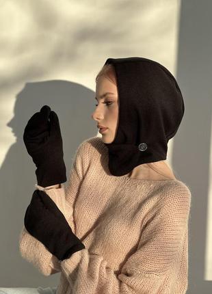 Комплект капелюх і рукавиці жіночий теплий d.hats чорний