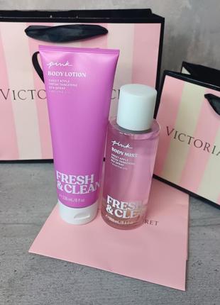 Міст + лосьйон для тіла «fresh & clean». pink. victoria's secret. оригінал 🇺🇸