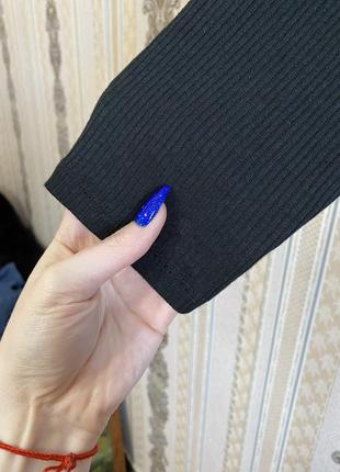 Свитер-туника, черный легкий удлиненный свитер в рубчик3 фото