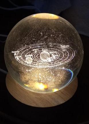 Ночник светильник хрустальный шар космос солнечная система2 фото
