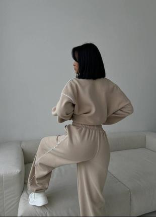 Шикарный тёплый трендовый женский кофта и брюки свободного кроя на флисе 😍9 фото
