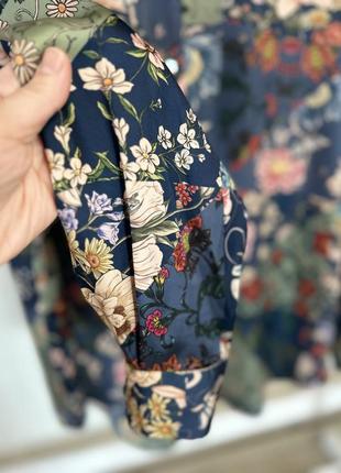 Роскошная сатиновая рубашка zara цветочный принт4 фото