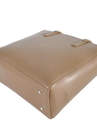 Классическая вместителная женская сумка каркасная большая качественная в стиле "tote bag"  цвет мокко4 фото