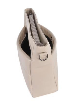 Лаконичная стильная женская сумка вместительная высокого качества с  большими карманами цвет беж тауп2 фото