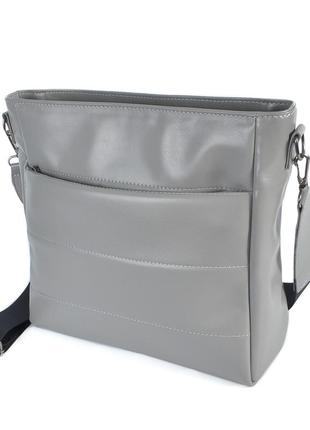 Лаконичная стильная женская сумка вместительная высокого качества с  большими карманами цвет беж тауп9 фото