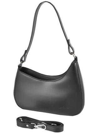 Стильна модна елегантна сумка жіноча маленька чорна з плечовим ременем у комплекті