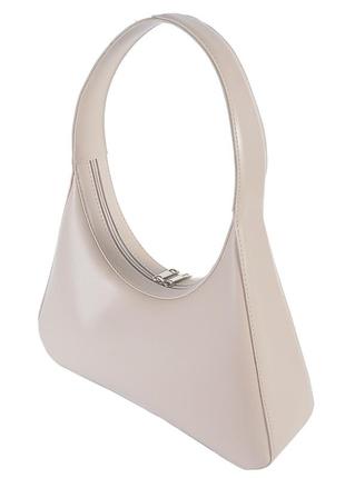 Елегантна якісна каркасна сумка жіноча маленька колір бежевий тауп сумочка достатньо містка2 фото