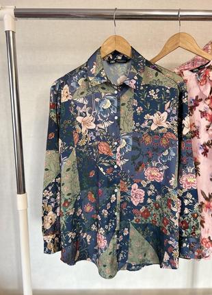 Роскошная шелковая блуза zara цветочный принт7 фото