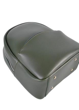 Удобный качественный рюкзак женский темно зеленый вместительный из качественного кожзаменителя2 фото