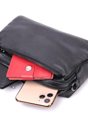 Женская сумка-клатч из мягкой натуральной кожи vintage 22375 черная6 фото