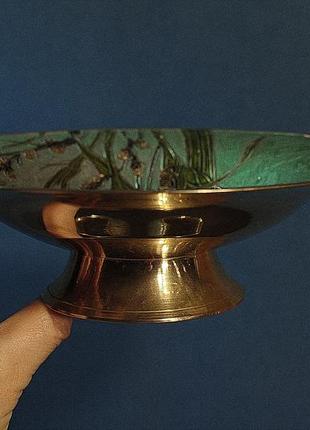 Антикварная латунная посуда, украшенная перегородчастой эмалью7 фото