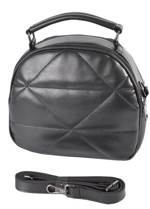 Модная качественная стеганная женская сумка кросс боди маленькая черная