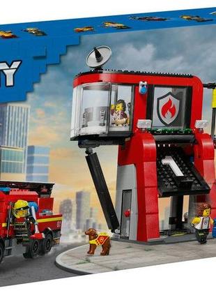 Конструктор lego city пожежне депо з пожежною машиною 843 деталей (60414)