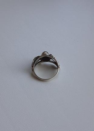 Серебряное кольцо с черным агатом4 фото