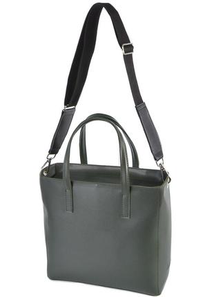 Стильна містка жіноча сумка каркасна чорна якісна з широким ременем5 фото