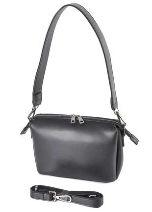 Модная классическая женская сумка кросс боди маленькая черная высокого качества