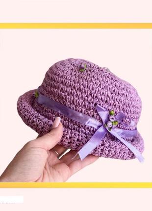 Шляпа с цветами фиолетовая 47-50 см
