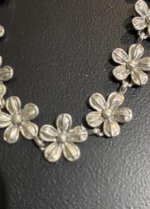 Браслет серебро цветы