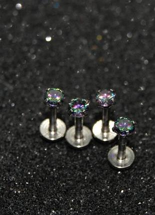 Пірсинг лабрет з цирконієм 2