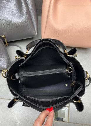 Крутой комплект 2в1 стильная вместительная женская сумка и удобный клатч высокого качества цвет бронза6 фото