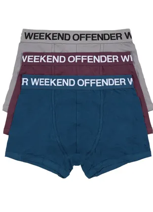 Нижнее белье weekend offender boxer shorts pack of 3 light grey/ deep plum/ juniper blue2 фото