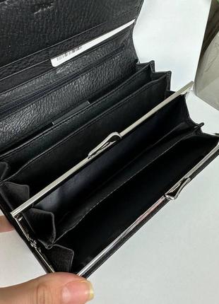 Качественный женский черный кошелек клатч портмоне натуральня кожа4 фото