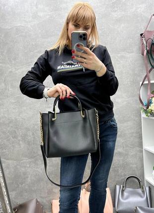 Крутой комплект 2в1 стильная вместительная женская сумка и удобный клатч высокого качества цвет темный беж3 фото
