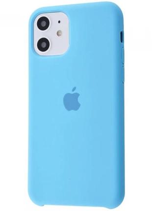 Чехол silicone case soft touch для apple iphone 11 голубой c открытым низом