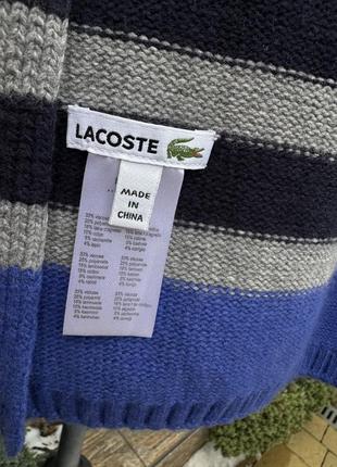 Lacoste оригинальный теплый шарф кашемир/шерсть/ вискоза в полоску9 фото