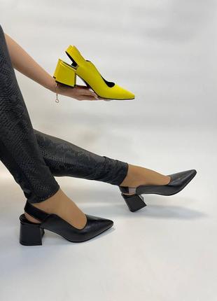 Туфли слингбеки из натуральной итальянской кожи и замши женские на каблуке4 фото