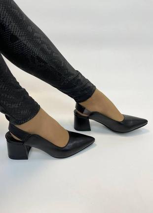 Туфли слингбеки из натуральной итальянской кожи и замши женские на каблуке6 фото
