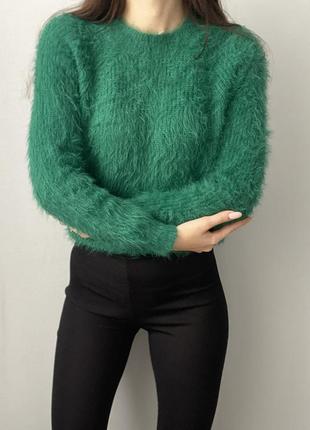 Красивый свитер травка. теплый зеленый свитер3 фото