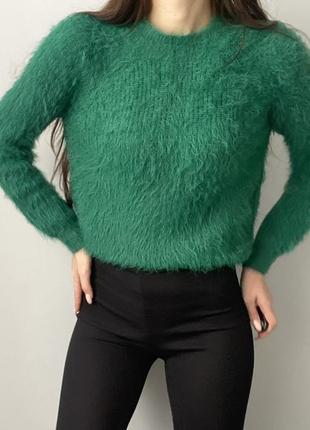 Красивый свитер травка. теплый зеленый свитер4 фото