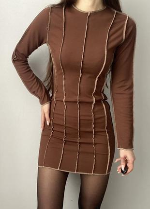 Стильное женское платье со швами наружу, красивое базовое платье, платье со швами наружу