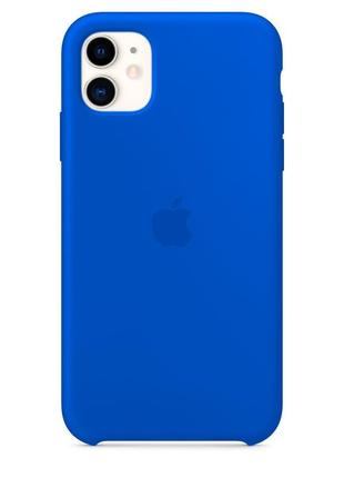 Чехол  silicone case soft touch для apple iphone 11 синий яркий с открытым низом