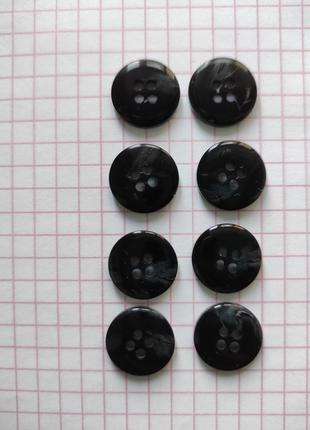 Ґудзики чорні з вкрапленням сірого 8 шт.5 фото